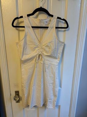 White Ruched Mini Dress - Unknown Brand
